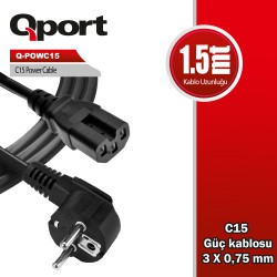 QPORT 1.5M C15 POWER GUC KABLOSU (Q-POWC15)