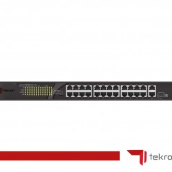 TEKRON 24+2 PORT RACKMOUNT 10/100+2PORT 10/1000+1XSFP RJ45 UPLİNK POE 300W.250 METRE SWITCH