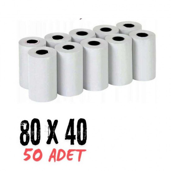Rulo 80 X 40 Yazıcı Kağıdı 50 Adet Rulo 80 X 40 Yazıcı Kağıdı 50 Adet