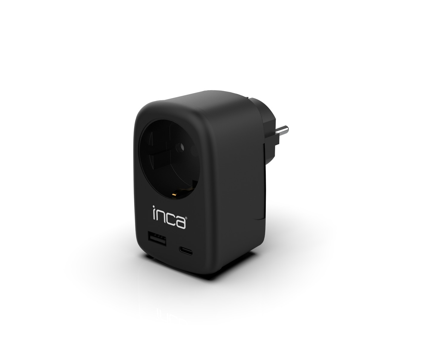 İnca IPW-42SY 1Port 12W USB+Type-C Akım Korumalı Duvar Priz - Siyah - görsel 3