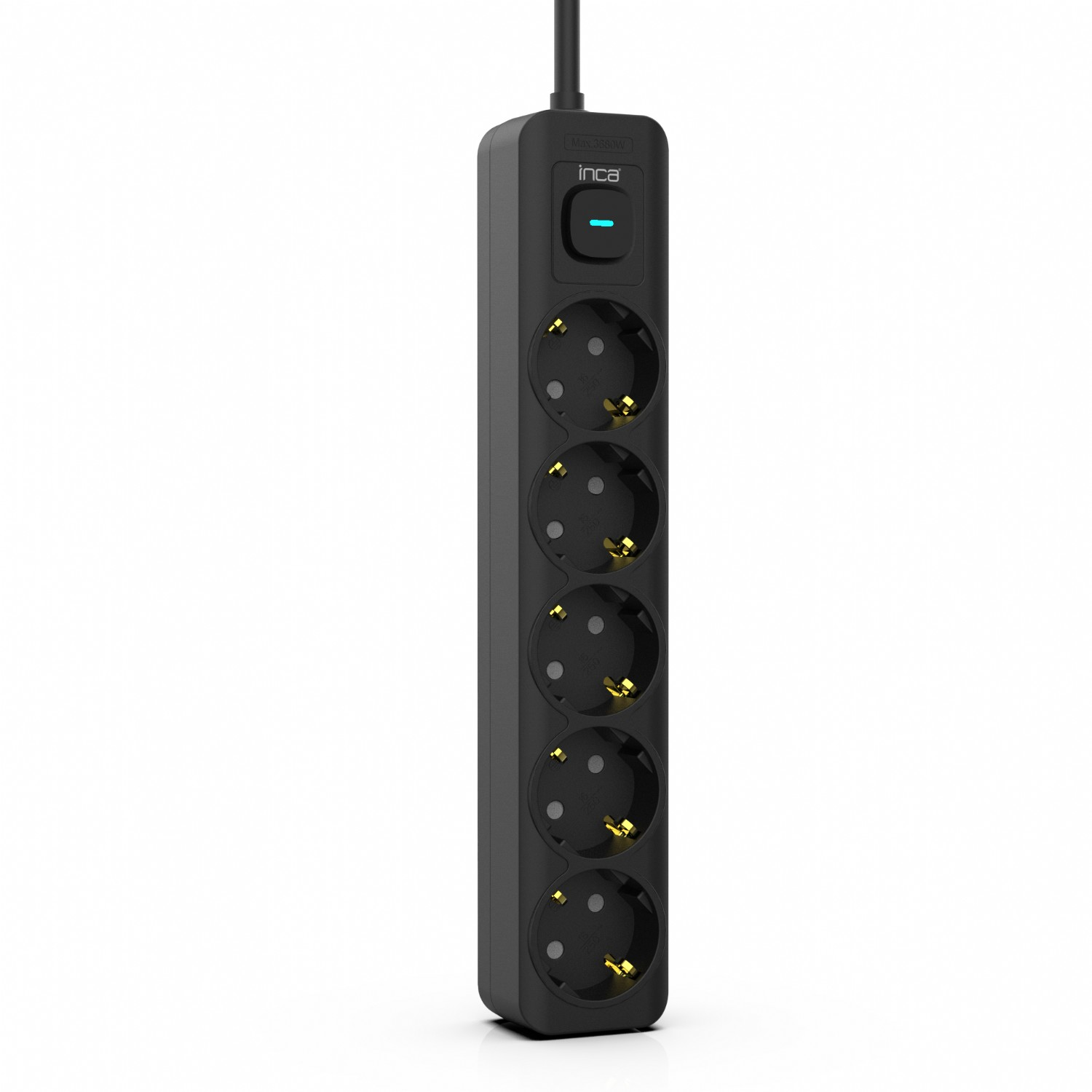İnca IPW-44SY 5 Port Akım Korumalı Led Tuşlu Priz 1.5M - Siyah - görsel 3
