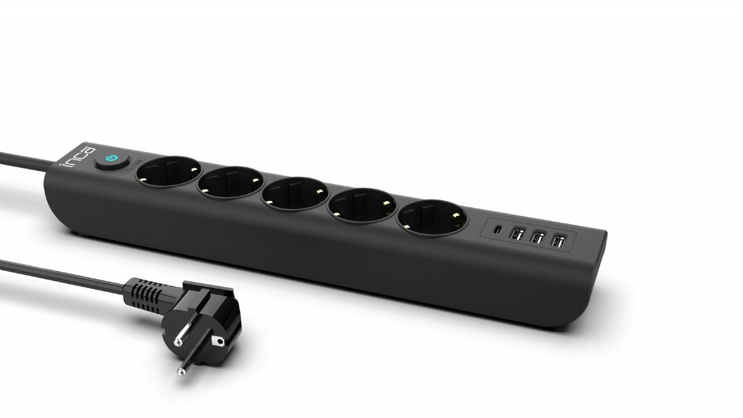 İnca IPW-44TU 5 port 2x USB+ Type-C Akım Korumalı Led Tuşlu Priz 1.5M - Siyah - görsel 2