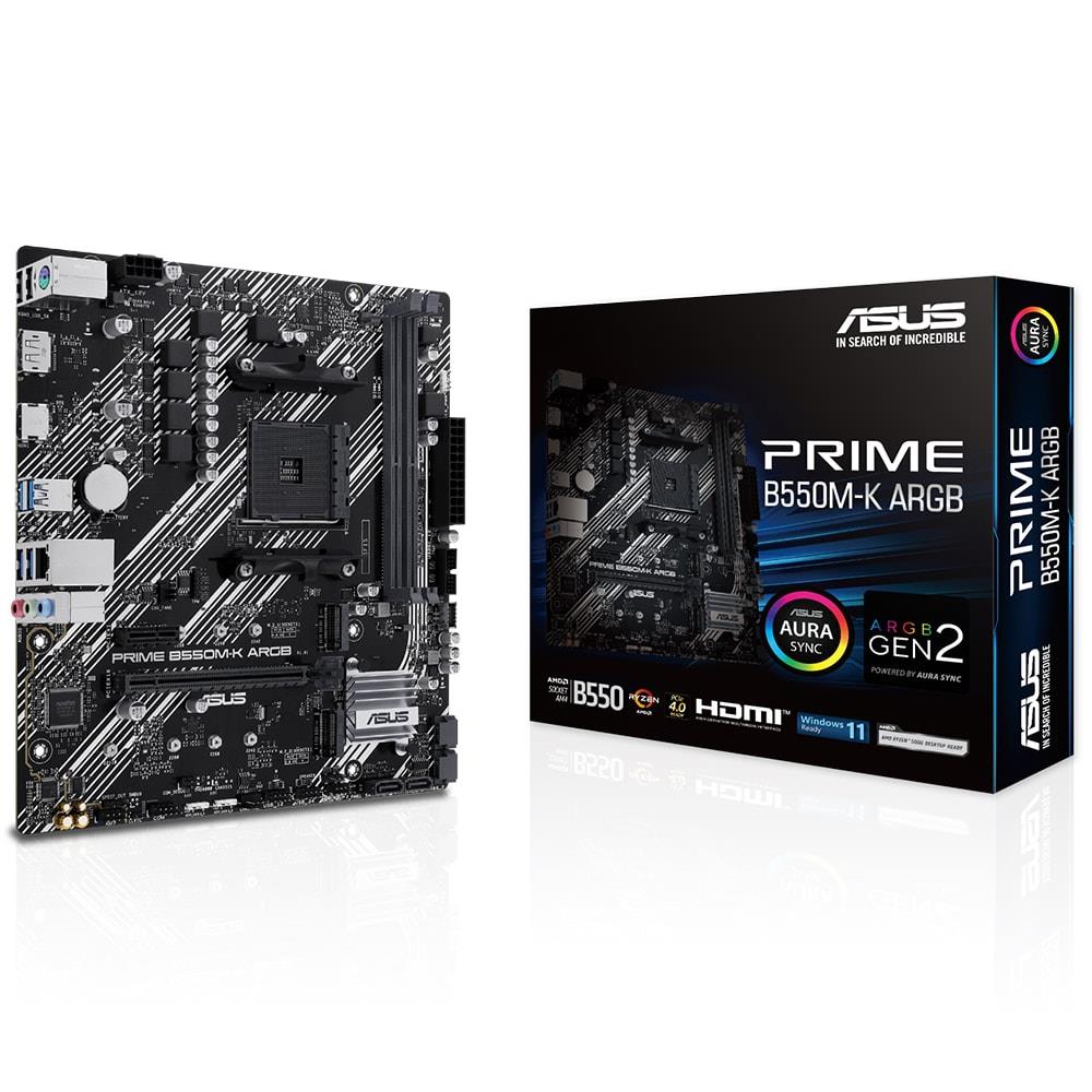 Asus Prime B550M-K ARGB 5100MHz (OC) DDR4 Soket AM4 M.2 HDMI mATX Anakart - görsel 2