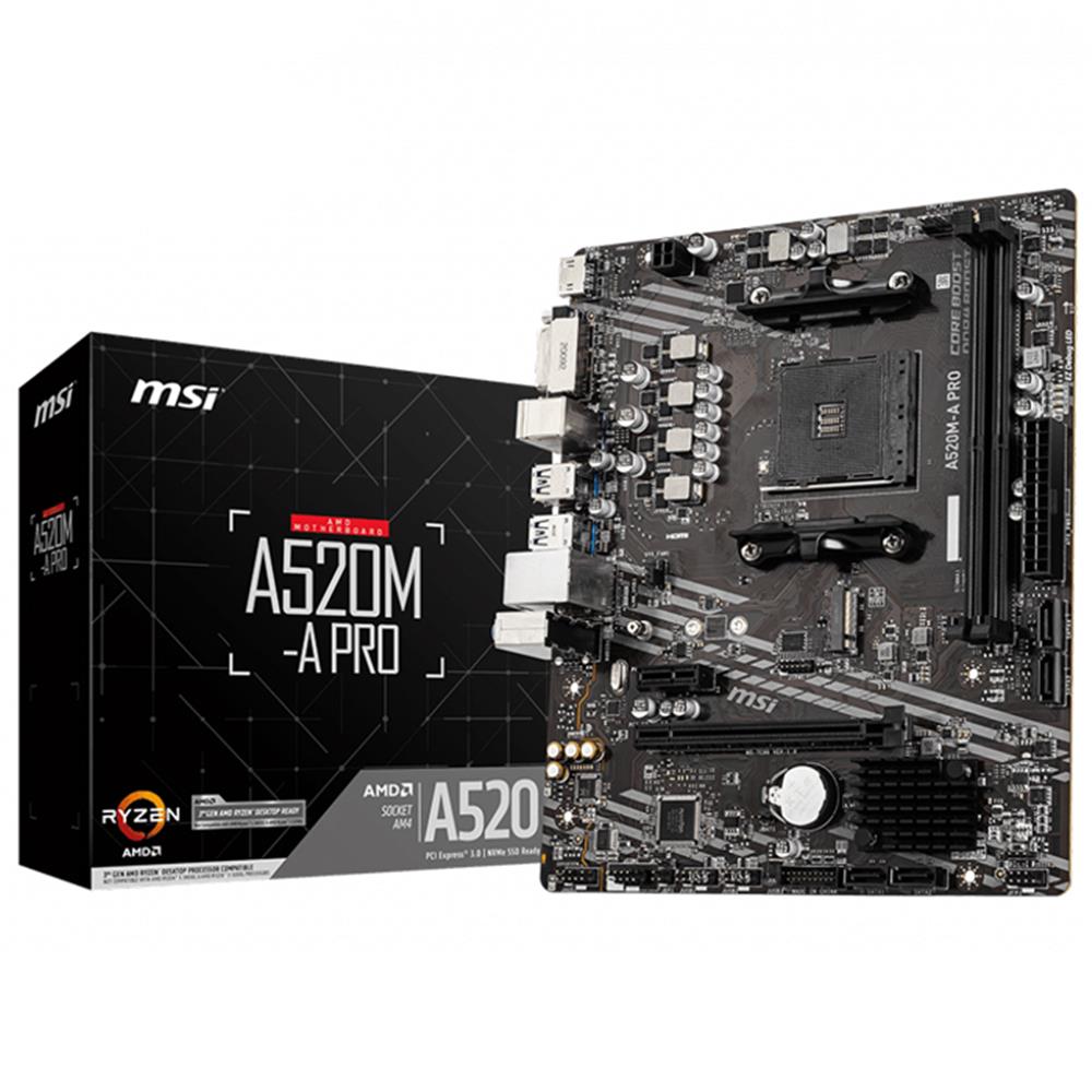 Msi A520M-A PRO AMD A520 Soket AM4 DDR4 4600(OC)MHz mATX Gaming Anakart - görsel 2