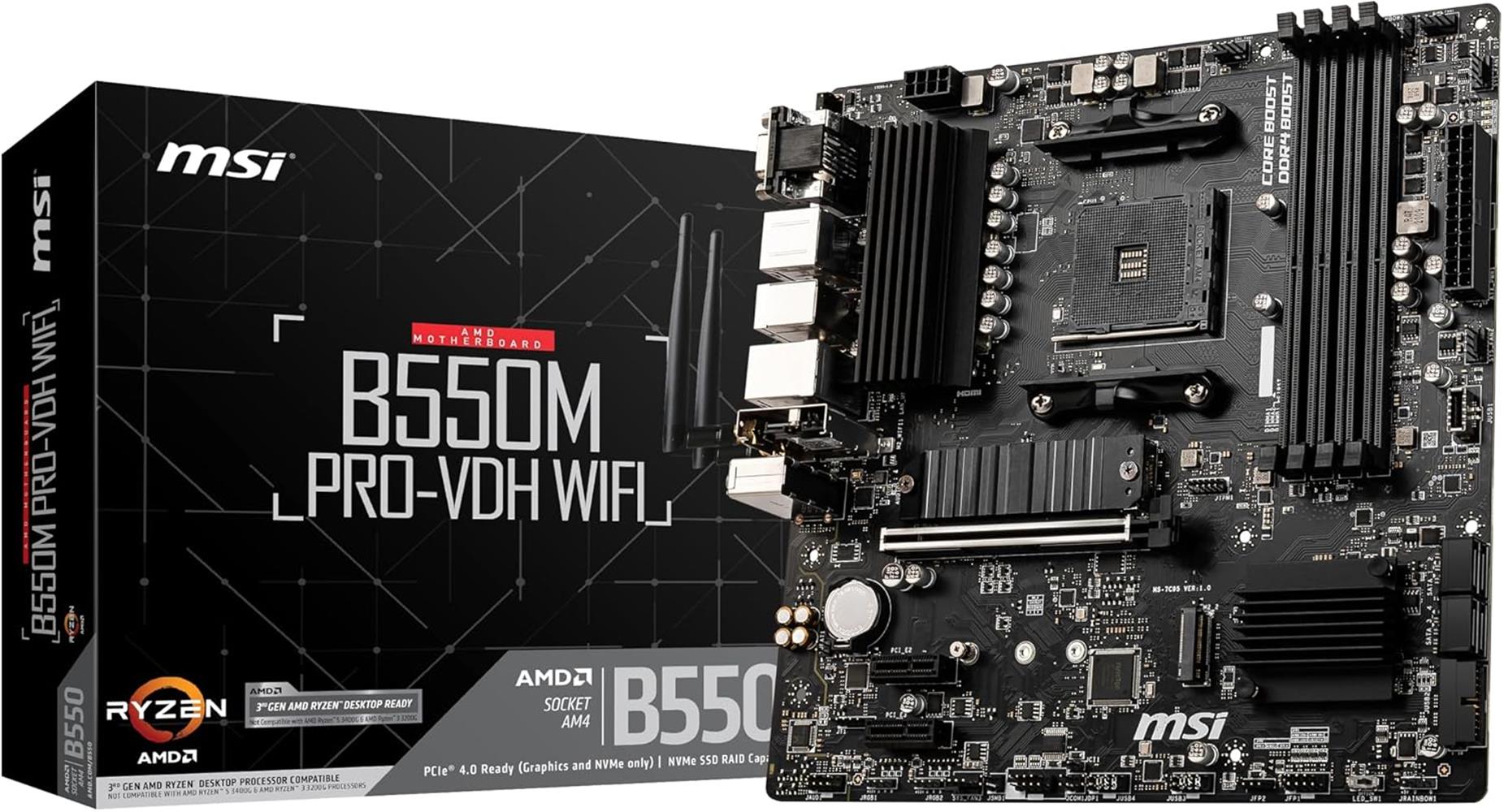 Msi B550M PRO-VDH WiFi 4400mhz(OC) M.2 AM4 mATX Anakart - görsel 2