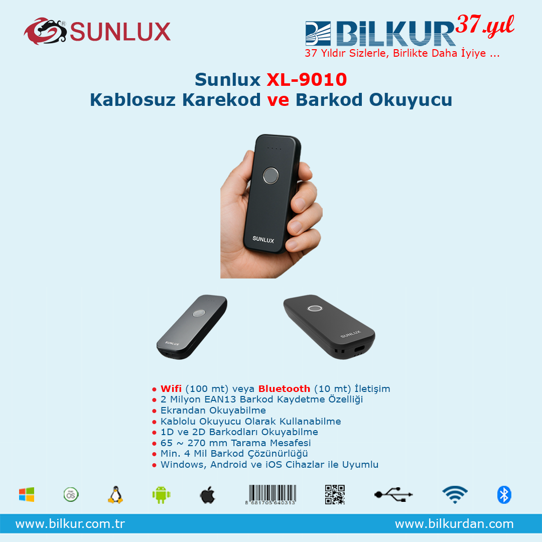 Sunlux XL-9010 Karekod Kablosuz Barkod Okuyucu - görsel 7