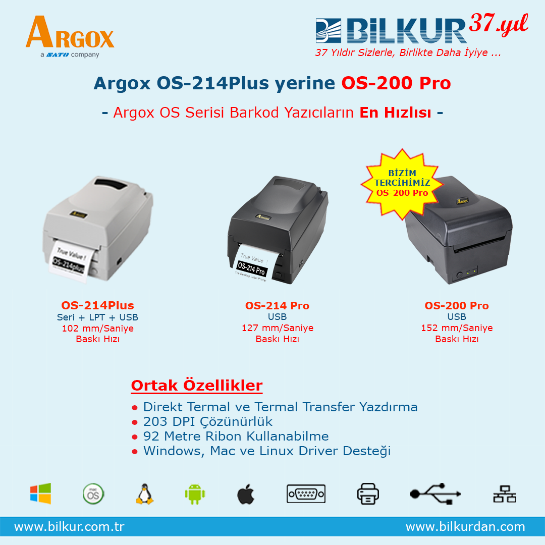 Argox OS-200 Pro Barkod Yazıcı USB Bağlantılı - görsel 6