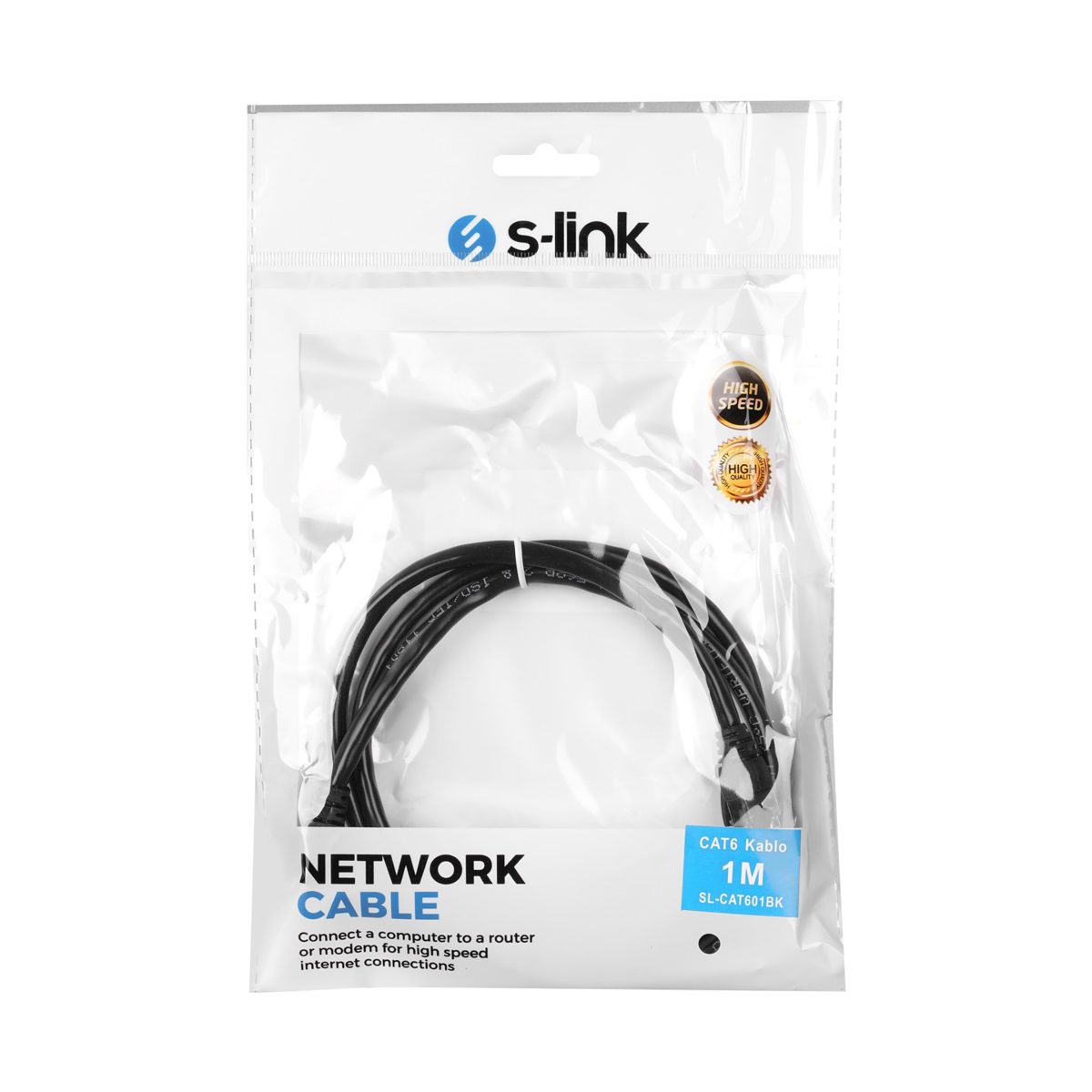 S-link SL-CAT601BK 1m Siyah CAT6 Kablo - görsel 2