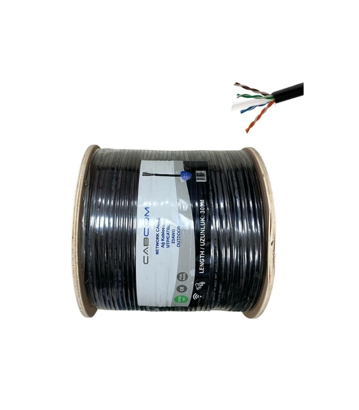 Cabcom CAT6 Kablo 305MT UTP-Lszh 23AWG Siyah -Outdoor (Makara) - görsel 3