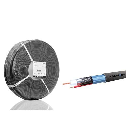 Hadron HDX5582-250 CCTV Kablo Mini Coax ECO CCA PE 2x0.50mm Dış Mekan 250m Siyah
