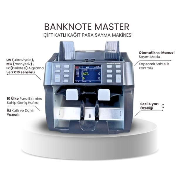 Banknote Master 10 Ülke Çift Katlı para sayma makinesi - görsel 2