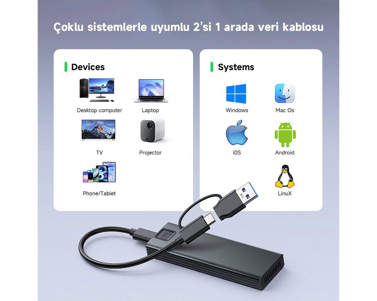 Seclife Type-C USB 3.2 SCL-2300 M.2 PCIe NVMe SSD Alüminyum Disk Kutusu - görsel 4