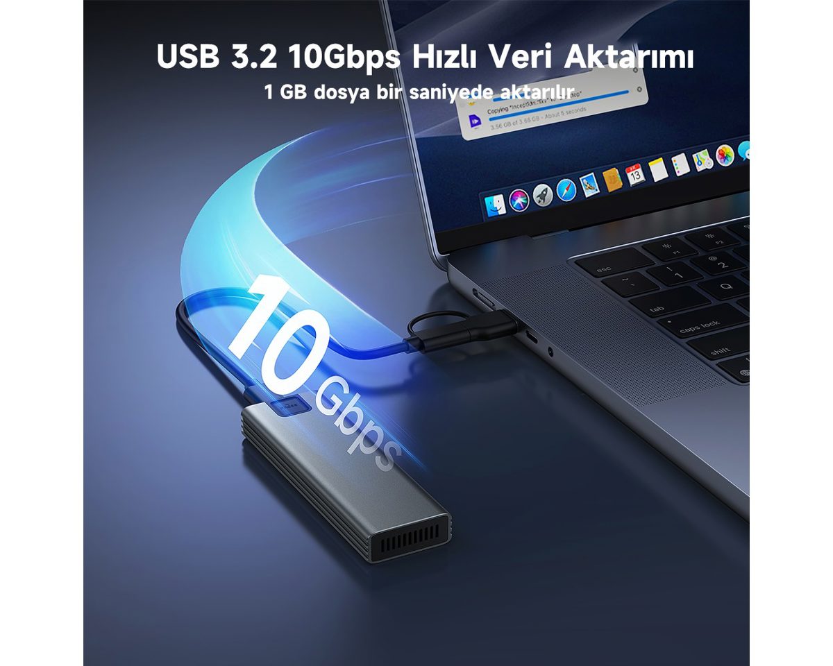 Seclife Type-C USB 3.2 SCL-2300 M.2 PCIe NVMe SSD Alüminyum Disk Kutusu - görsel 5