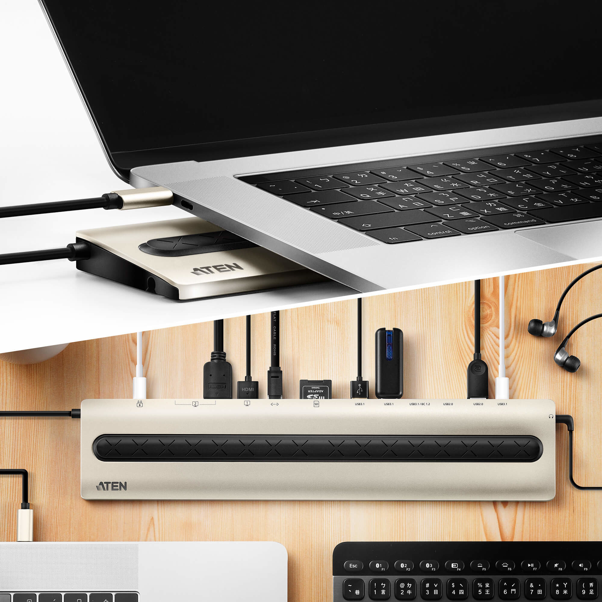 Aten UH3237 USB-C Multiport Dock with Power Pass-Through - görsel 8