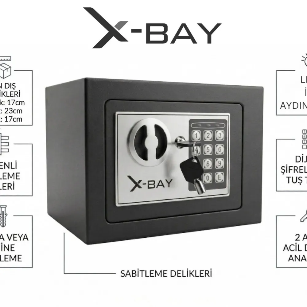 X-Bay XB-1700 Elektronik Dijital Çelik Kasa - görsel 2
