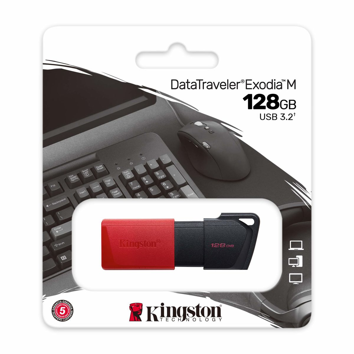 128GB Kingston DTXM/128GB USB 3.2 Gen 1 DataTravelerExodia M (Black + Red) - görsel 5