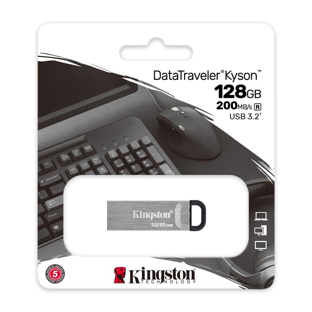 Kingston DTKN/128GB 128GB DataTraveler Kyson 200MB/s Metal USB 3.2 Gen 1 Flash Bellek