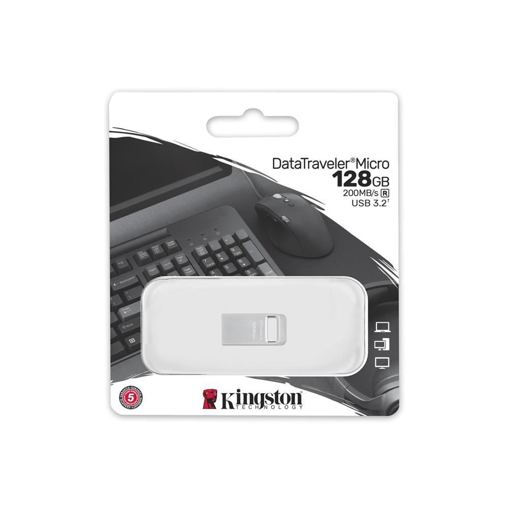 Kingston DTMC3G2/128GB DataTraveler Micro 200MB/s Metal USB 3.2 Gen 1 Flash Bellek