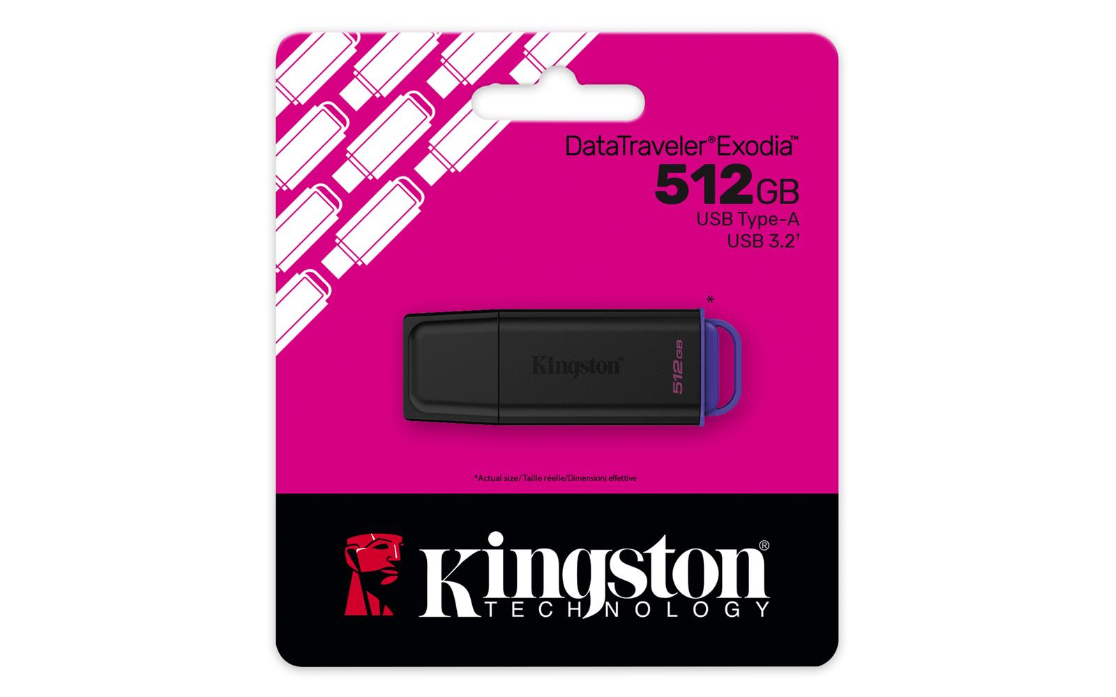 Kingston DTXG2/512GB 512GB Portable USB 3.2 Gen 1 DataTraveler Exodia Black/Purple Flash Bellek