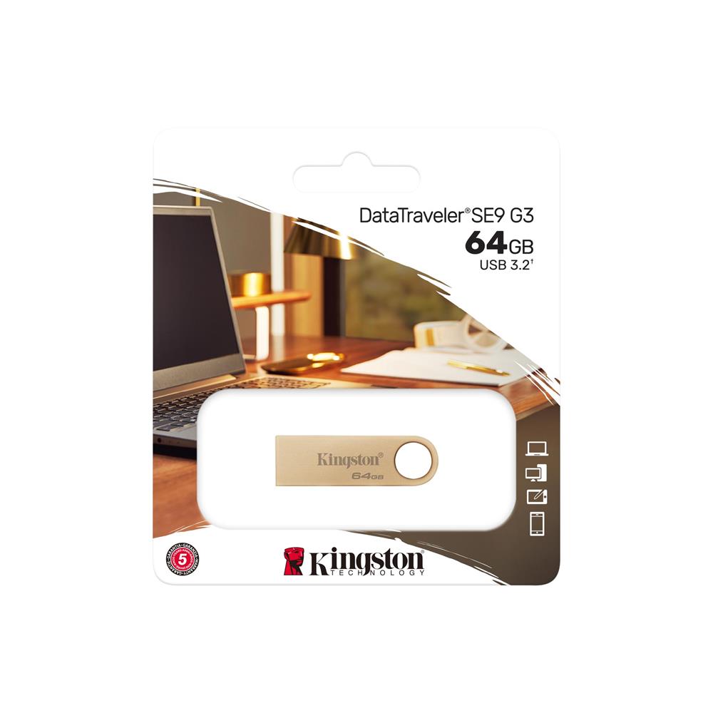 Kingston DTSE9G3/64GB 64GB 220MB/s Metal USB 3.2 Gen 1 DataTraveler SE9 G3 Flash Bellek