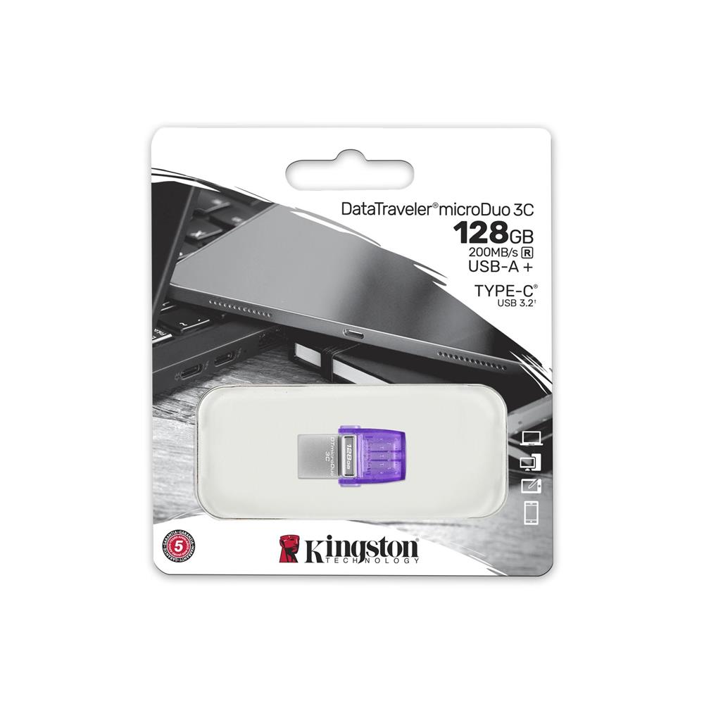 Kingston DTDUO3CG3/128GB DataTraveler microDuo 3C 200MB/s dual USB-A + USB-C Flash Bellek