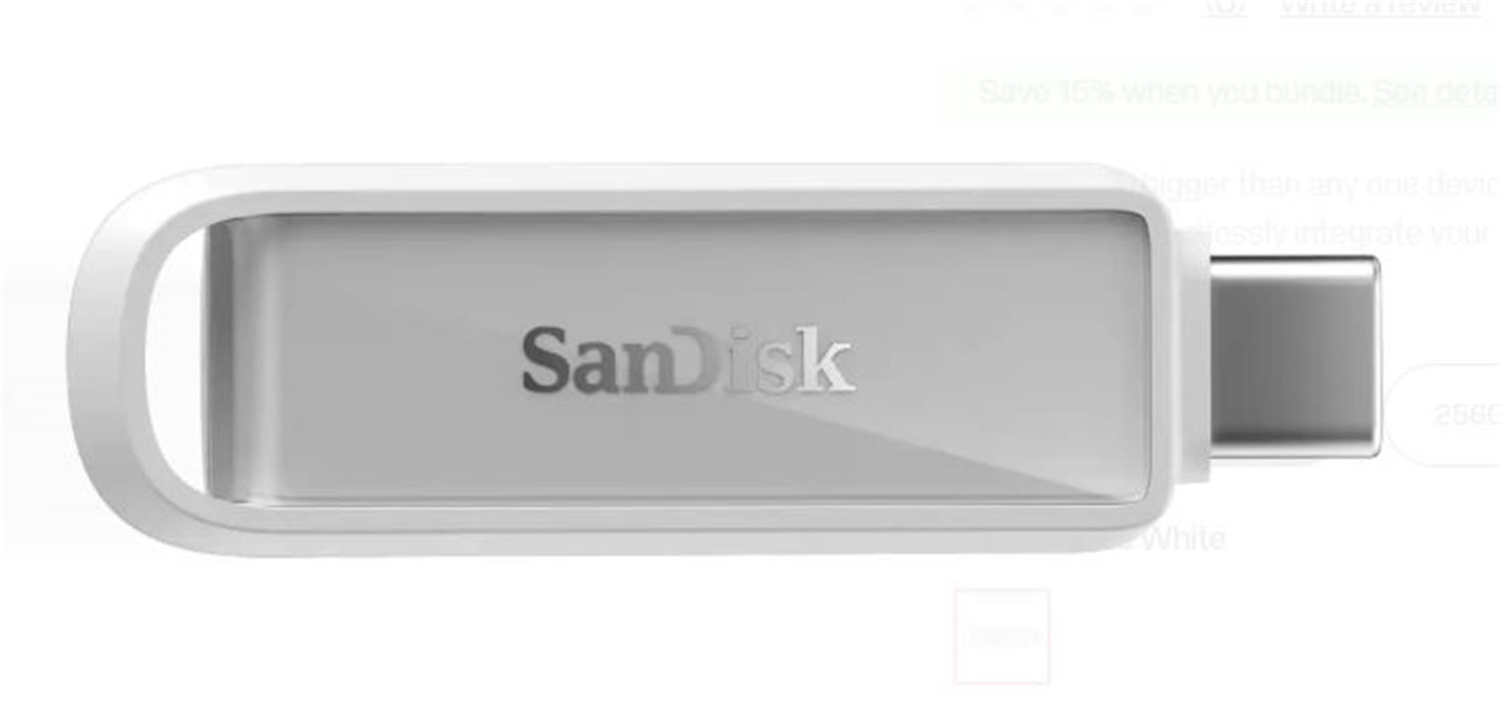 Sandisk SDIXS0N-128G-GN6NE 128GB Phone Drive with USB-C-128GB (Arctic White) Flash Bellek - görsel 2