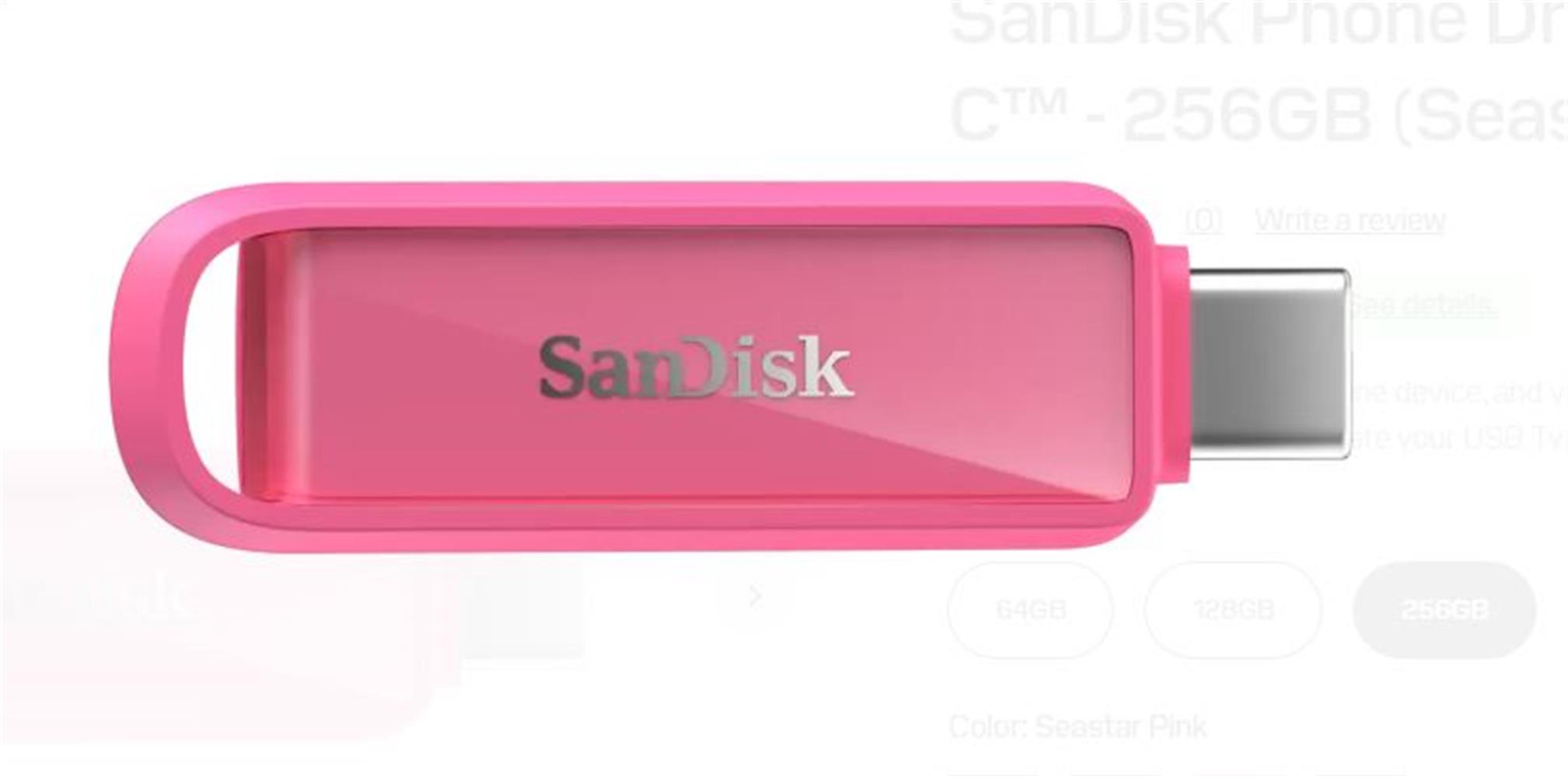 Sandisk SDIXS0N-256G-GN6NG 256GB Phone Drive with USB-C-128GB (Seastar Pink) Flash Bellek - görsel 2