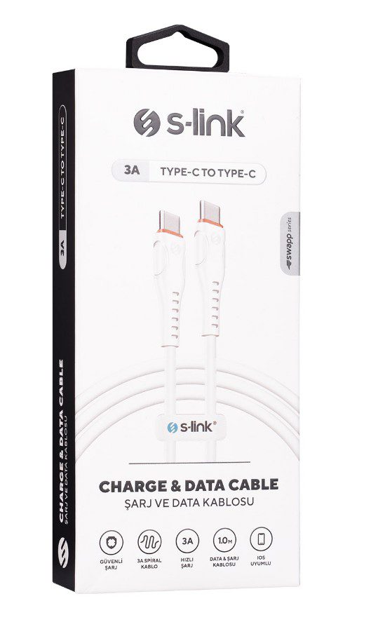 S-link SW-C130 1M 3A TypeC to TypeC Hızlı Data + Sarj Kablosu - görsel 3