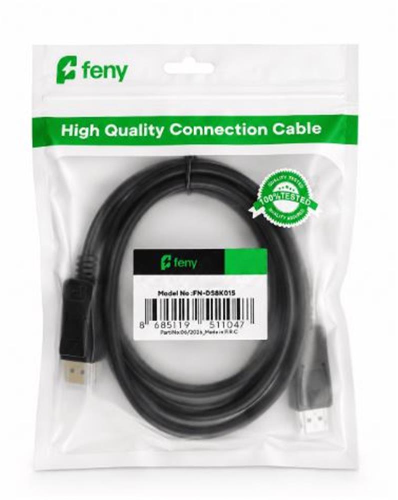 Feny FN-DS4K10 Displayport V1.2 M/M 4K@60Hz 2K@165Hz Altın Kaplama 5m Kablo