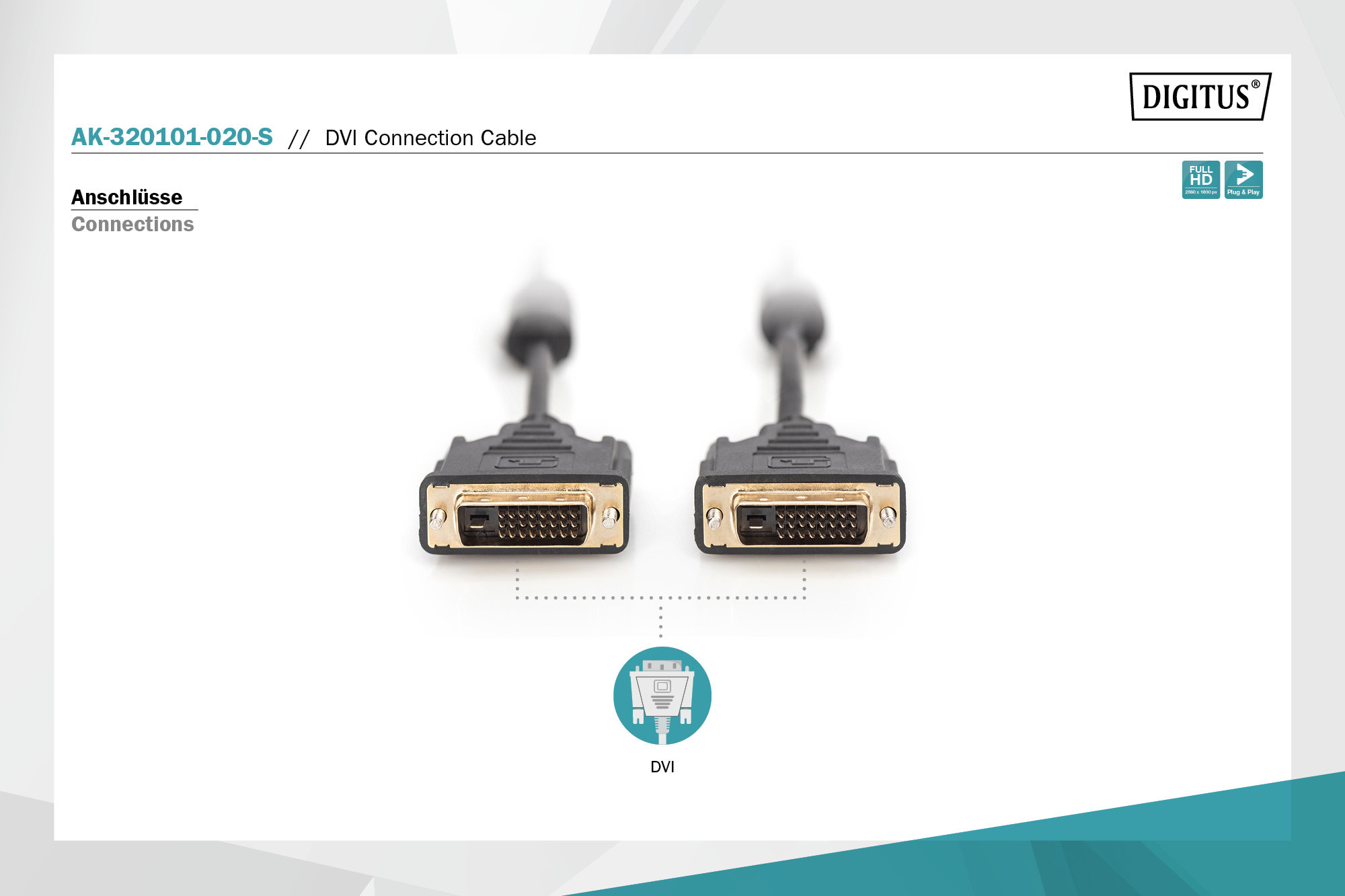 Digitus AK-320101-020-S DVI bağlantı kablosu