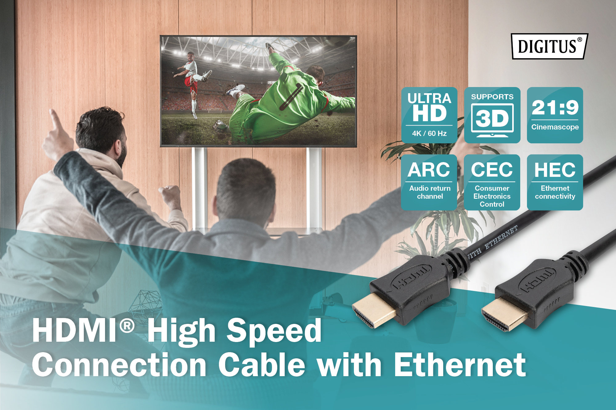 Digitus AK-330107-050-S HDMI High Speed with Ethernet Bağlantı Kablosu - görsel 5
