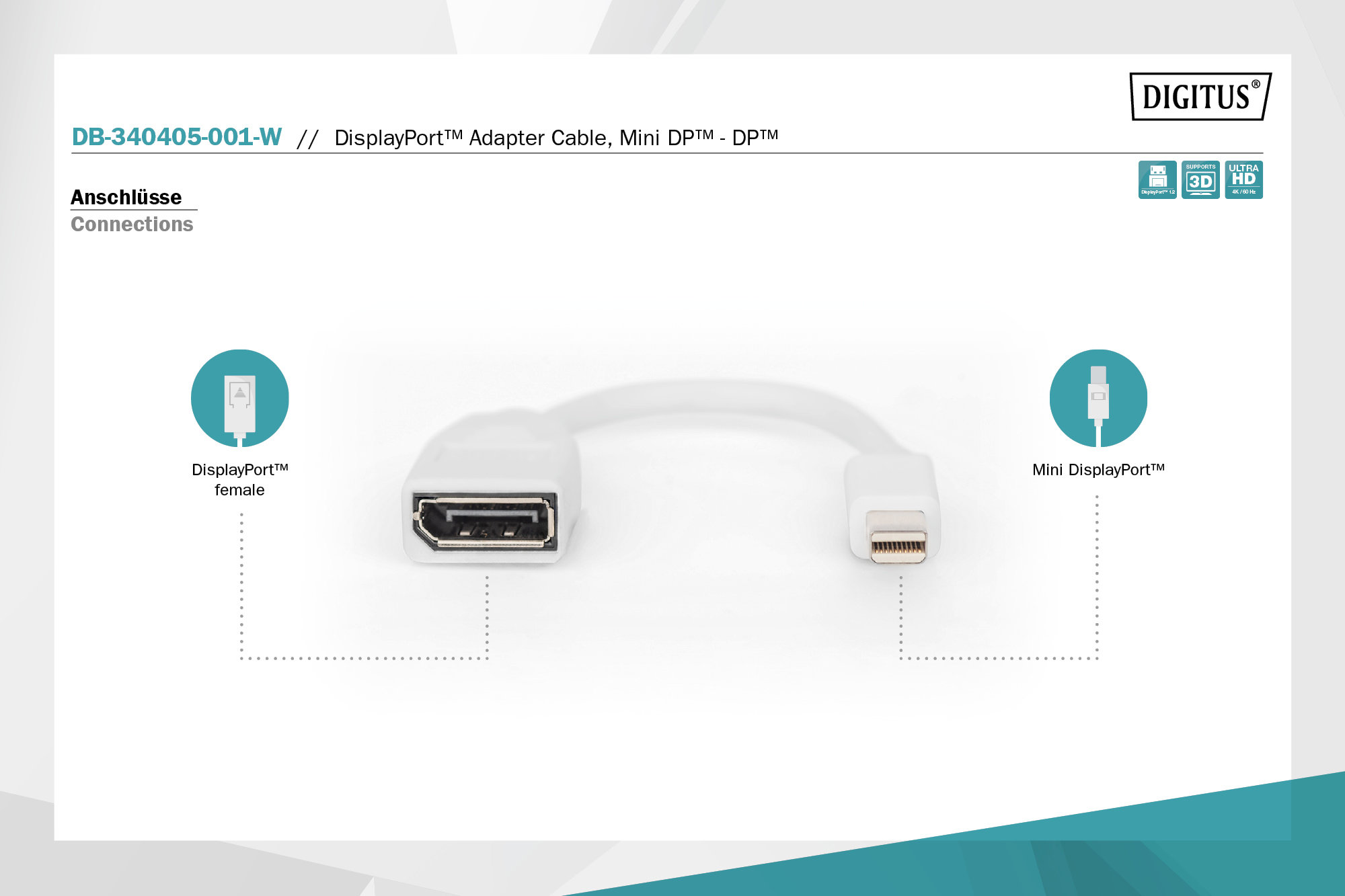 Digitus DB-340405-001-W DisplayPort Adaptörü - görsel 4