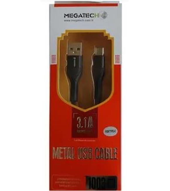 Megatech 3.1A A Örgülü Serisi Usb to Type-c 1mt Data Kablosu Siyah