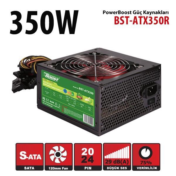 Power Boost BST-ATX350R 350W Kırmızı ATX PSU - görsel 2