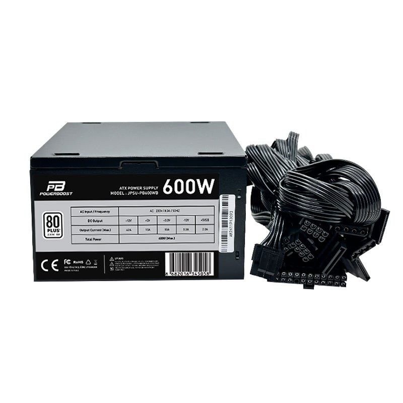 PowerBoost PB600WB 600W 80+ White APFC 4*PCI-E 6+2 Pin 12cm Siyah Fanlı ATX PSU - görsel 3