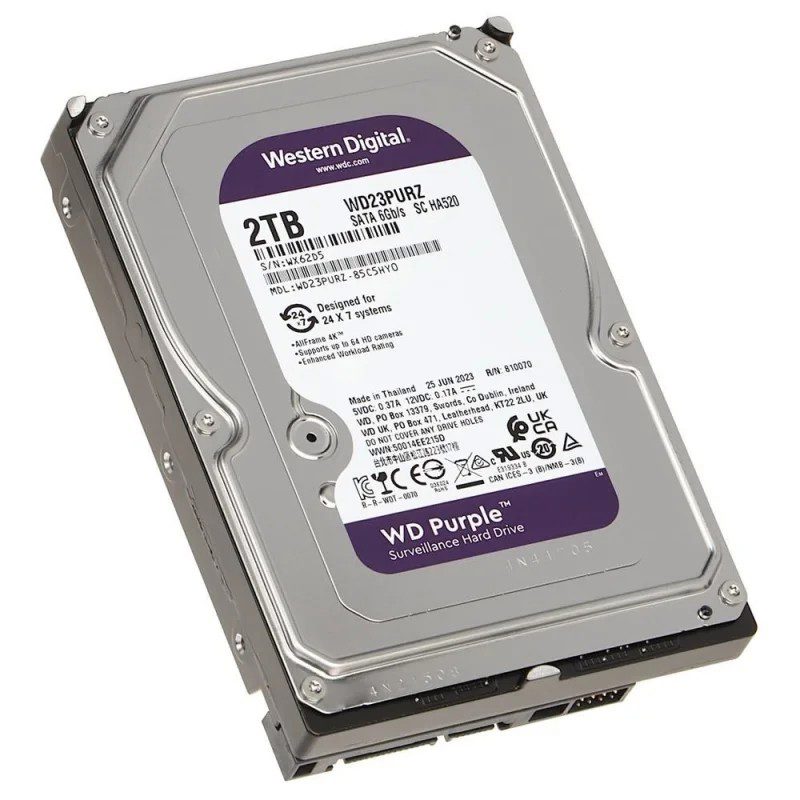 2 TB WD Purple 3.5" SATA3 5400RPM 64MB 7/24 WD23PURZ Güvenlik 3 Yıl Dist Garanti - görsel 2