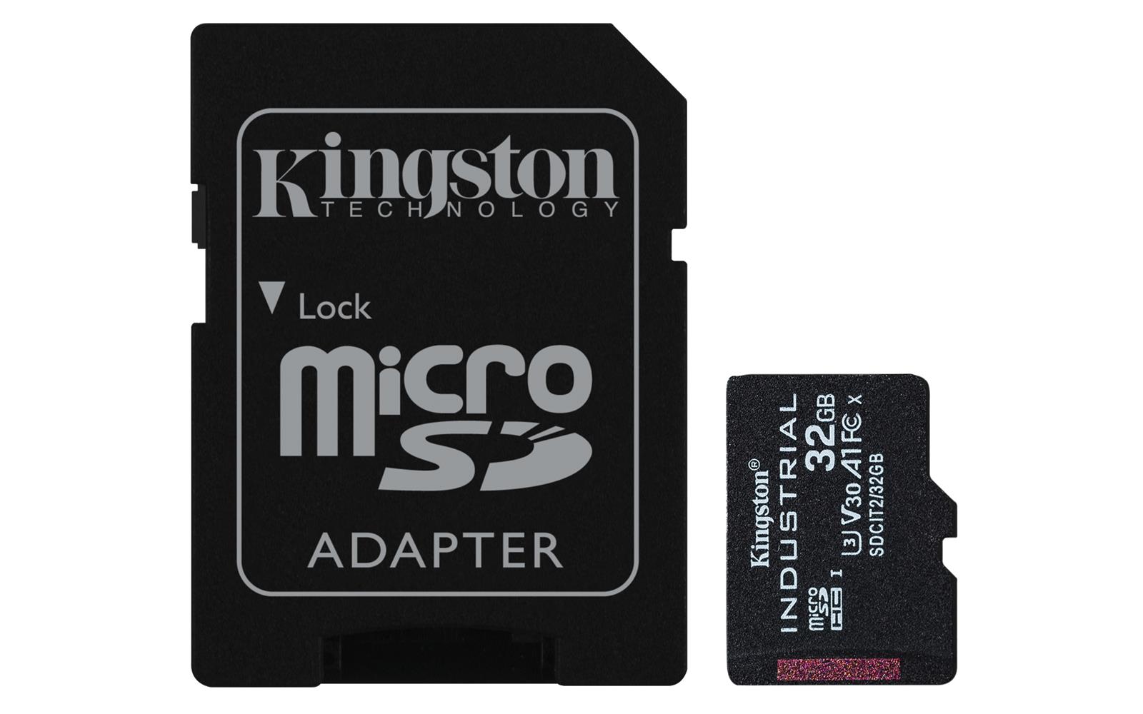 Kingston SDCIT2/32GB 32GB microSDHC Industrial C10 A1 pSLC Card + SD Adapter Hafıza Kartı - görsel 2