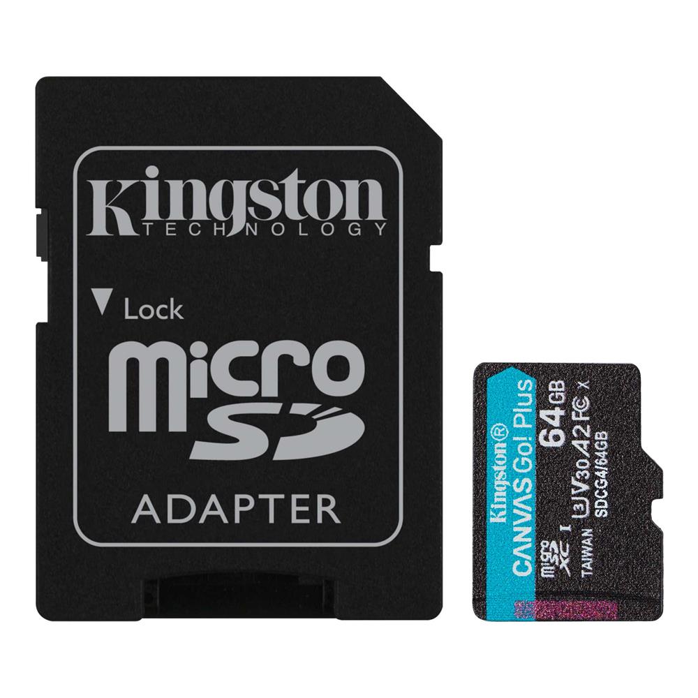 Kingston SDCG4/64GB 64GB microSDXC Canvas Go Plus Gen4 200MB/s A2 U3 V30 Card + ADP Hafıza Kartı - görsel 2
