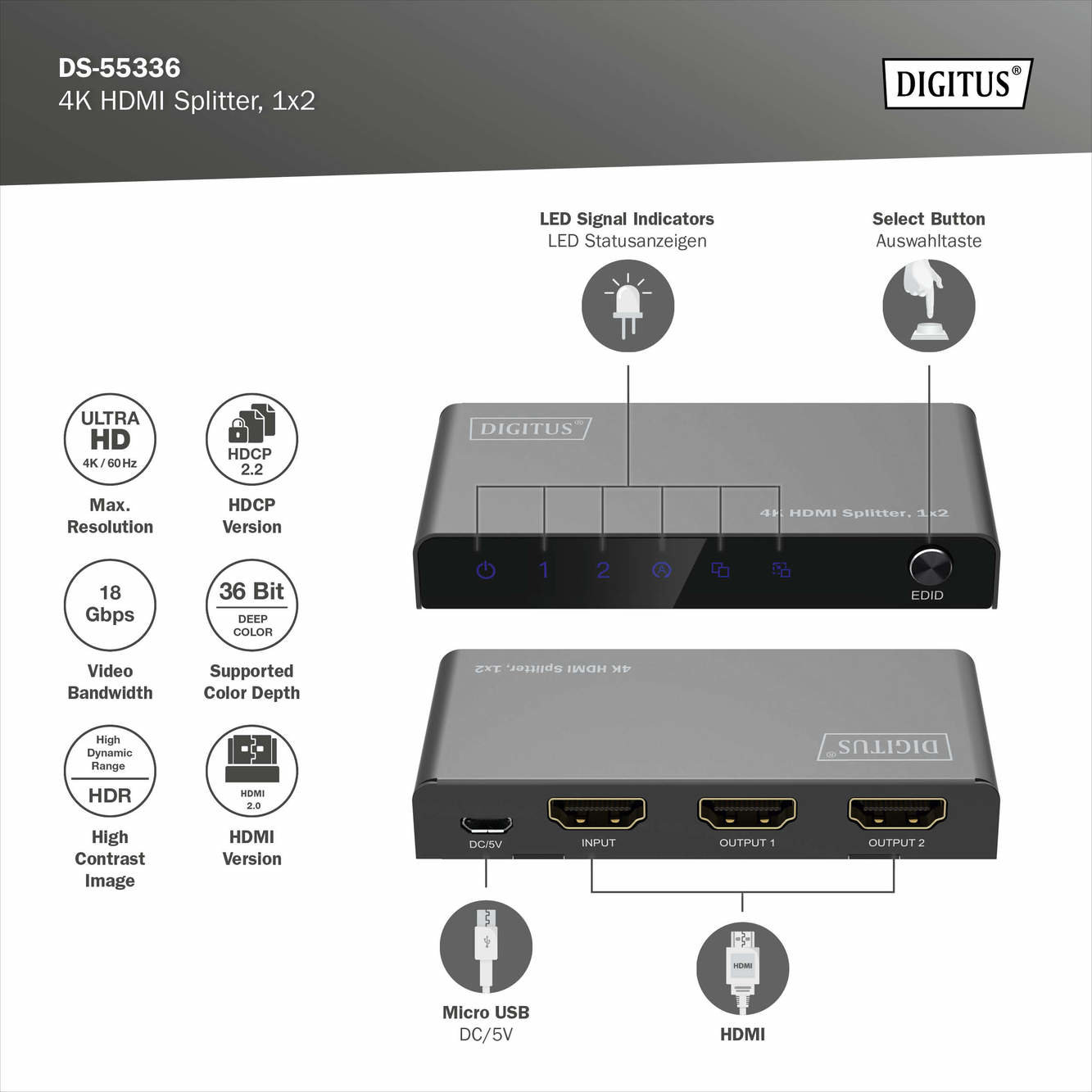 Digitus DS-55336 4K HDMI Çoklayıcı - görsel 6