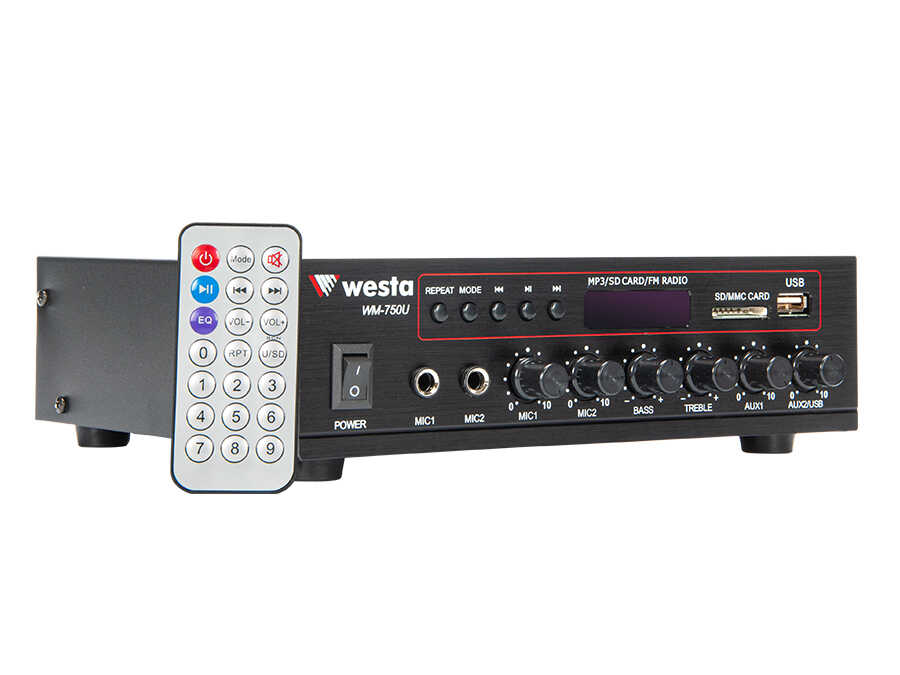 WESTA WM-750U 80W 100V Trafolu USB Bluetooth Mikser Amfi - görsel 2