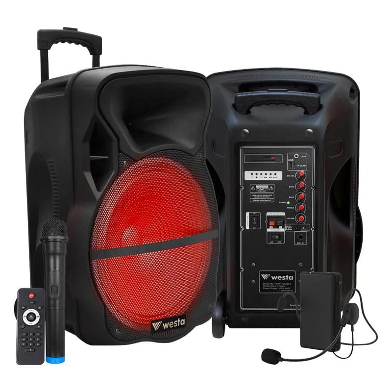 WESTA WAP-12503ET 12" 200W 2 Yollu Şarjlı Aktif Kabin Hoparlör 1 El + 1Yaka Mik - görsel 2