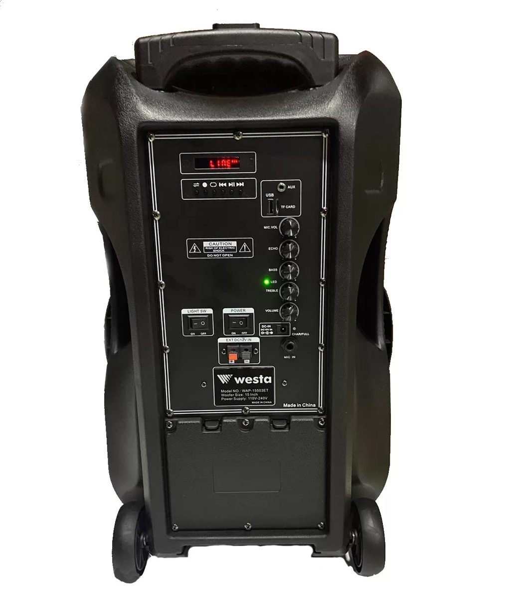 WESTA WAP-15503ET 15" 300W 2 Yollu Şarjlı Aktif Kabin Hoparlör 2 Mikrofonlu - görsel 4