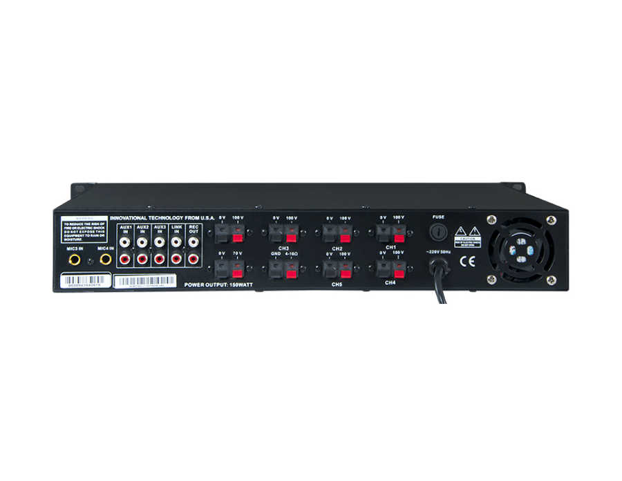 WESTA WM-150UT 150W 100V Trafolu 6 Bölgeli USB Bluetooth Mikser Amfi - görsel 2