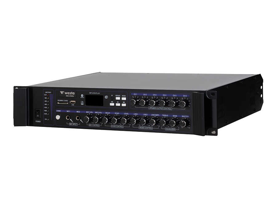 WESTA WM-2500U 500W 6 Bölgeli 100V Trafolu USB Bluetooth Mikser Amfi - görsel 3