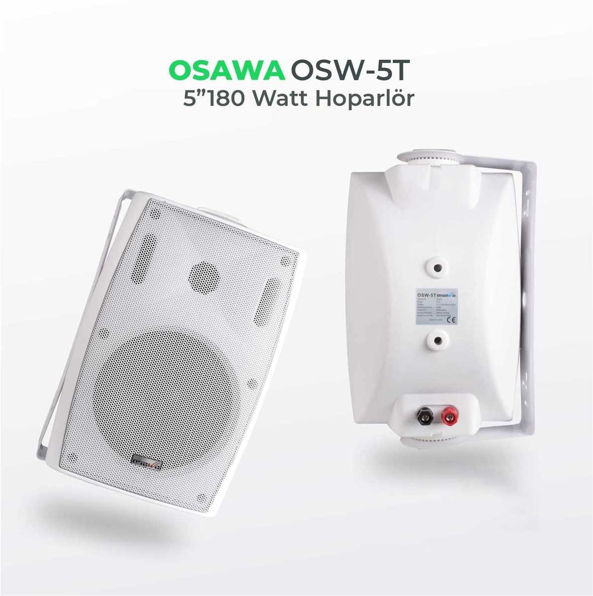 OSAWA OSW-5T 5" 180W 100V Trafolu Duvar Tipi Sütun Hoparlör Beyaz