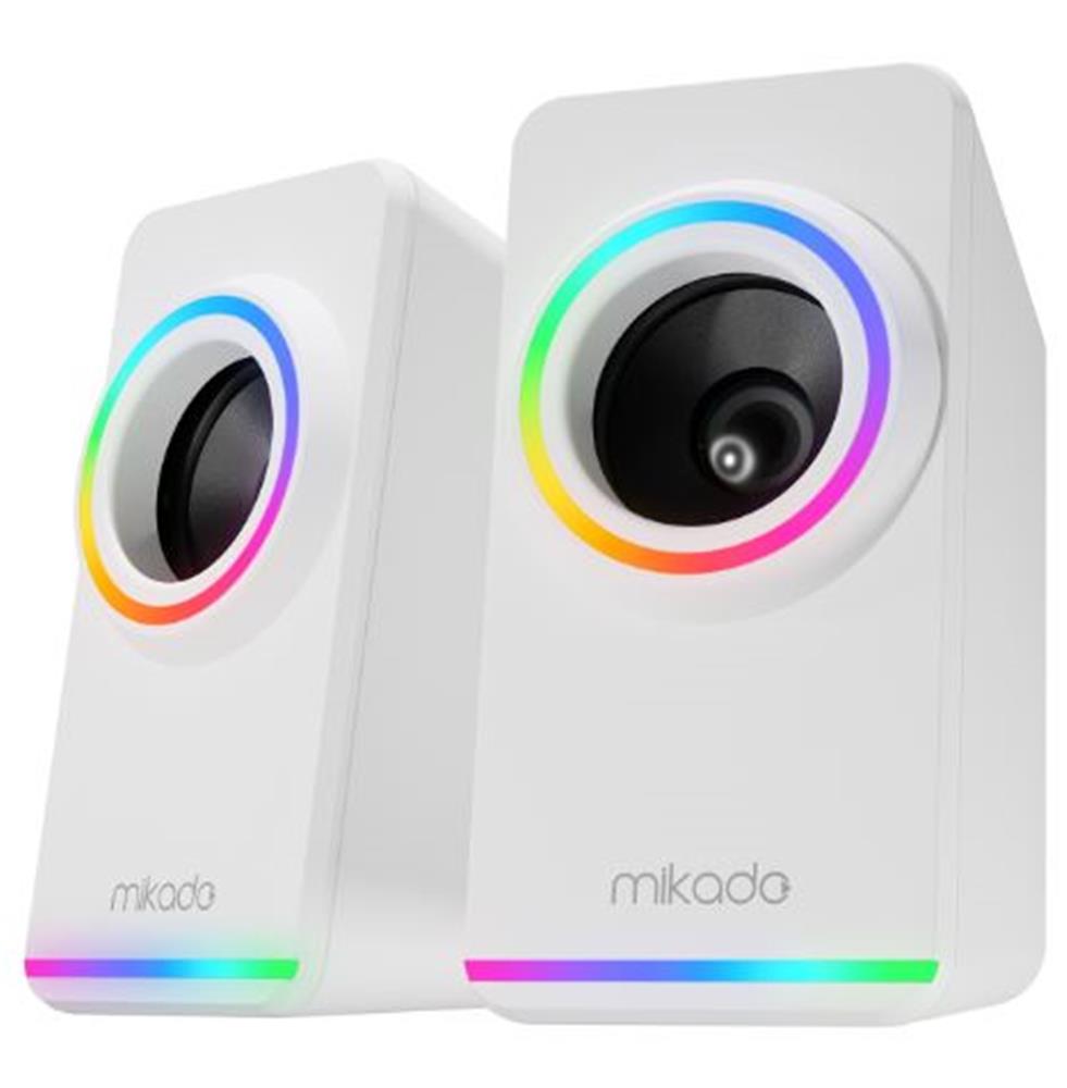 Mikado MD-182 2.0 3W*2 Beyaz RGB Aydınlatmalı USB + 3.5mm USB 5V Speaker Hoparlör - görsel 2