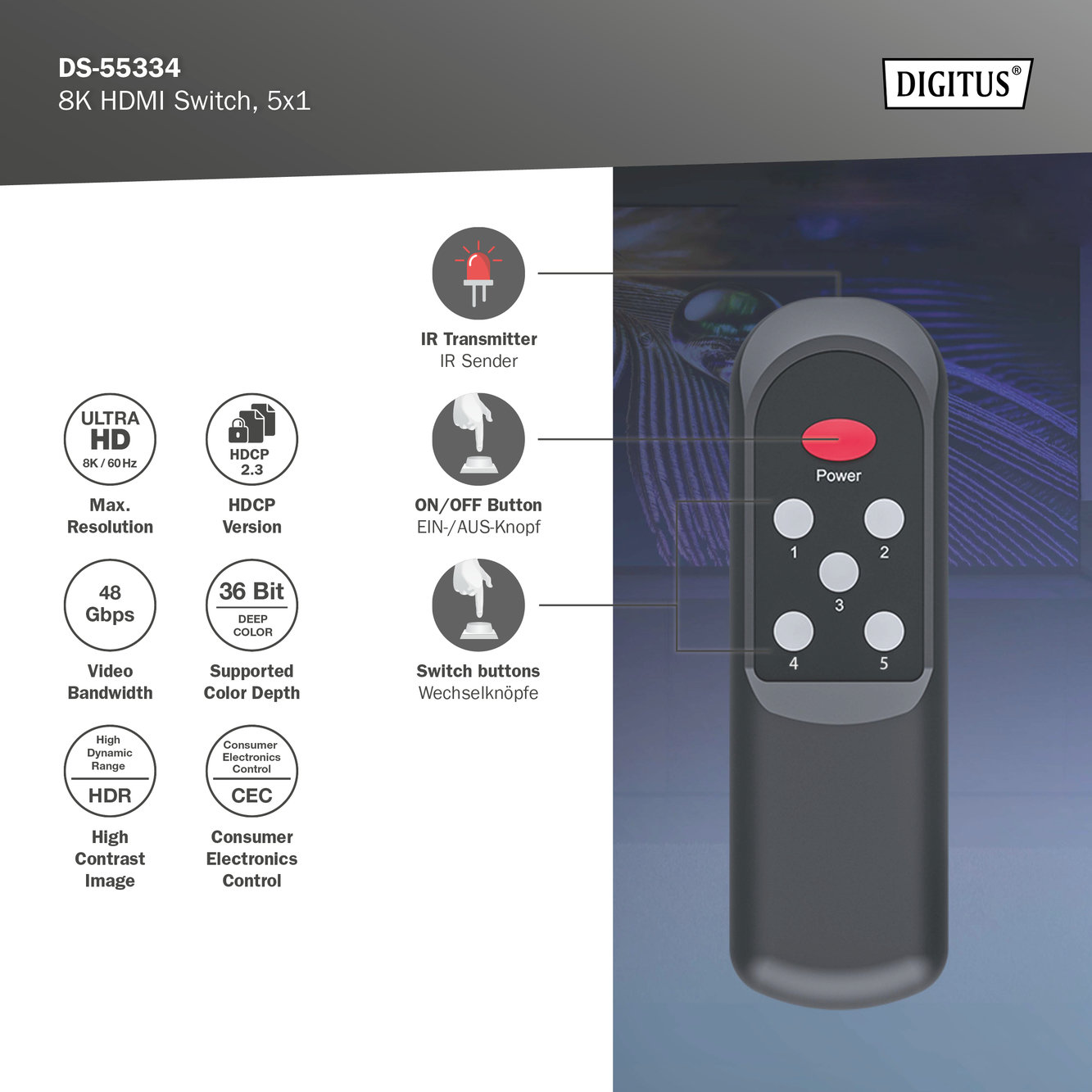 Digitus DS-55334 8K HDMI Switch - görsel 6
