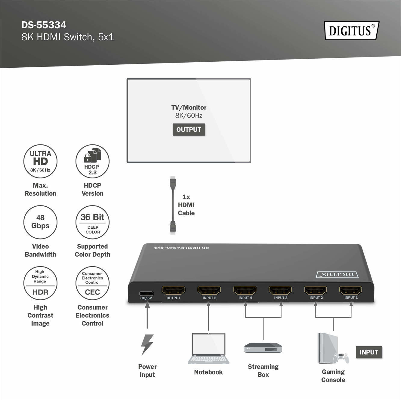 Digitus DS-55334 8K HDMI Switch - görsel 8