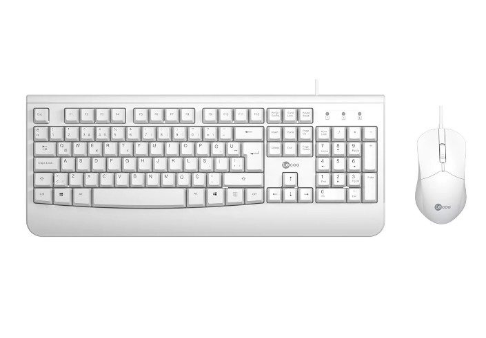 Lenovo Lecoo CM105 Q Türkçe USB Beyaz Klavye + Mouse Seti - görsel 4