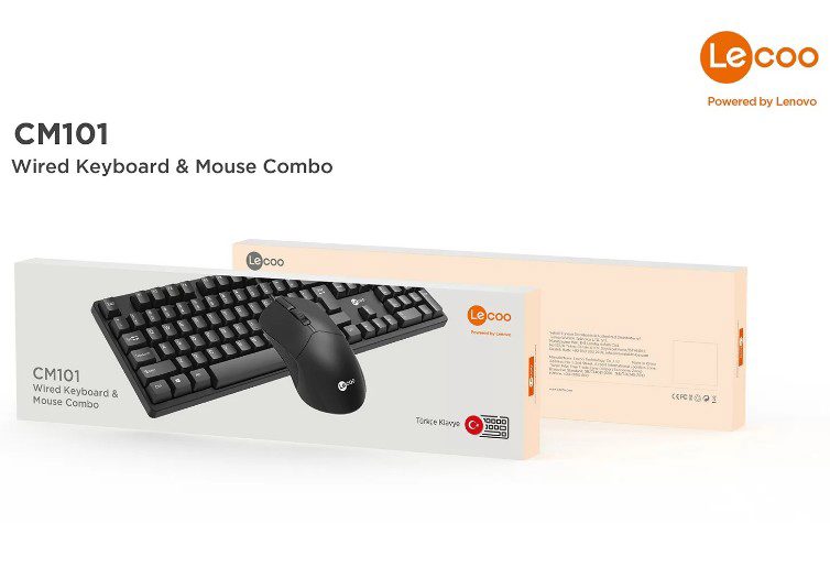 Lenovo Lecoo CM101 Q Türkçe USB Beyaz Klavye + Mouse Seti - görsel 3